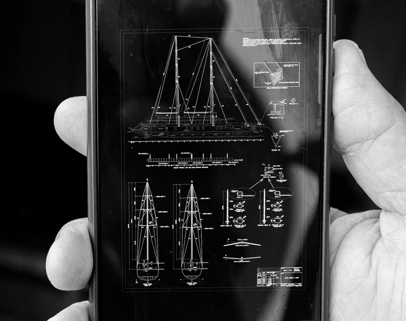 General arrangement drawing of a Tramontana yacht on a phone